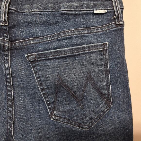 Mother The Looker Jean Women 27 (28x27)* Ankle Fray Mid Rise Dark Wash Skinny - Picture 3 of 12